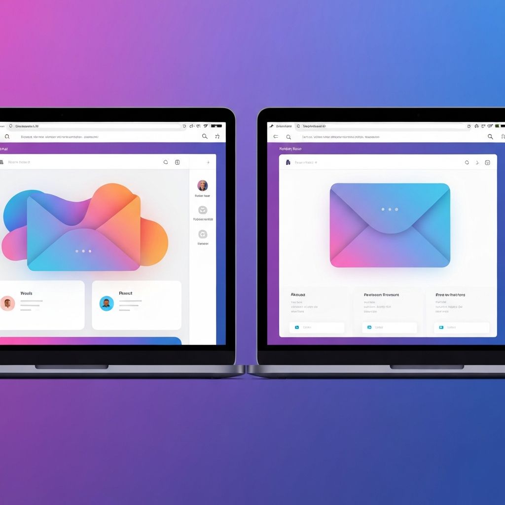 Two temporary email inboxes shown side by side on a desktop browser
